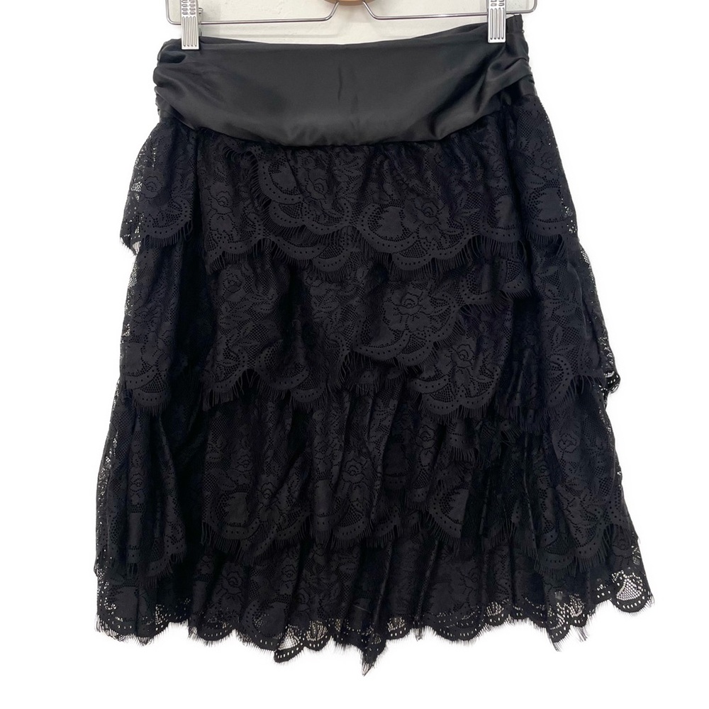 Moon Collection- black lace layered midi skirt- medium